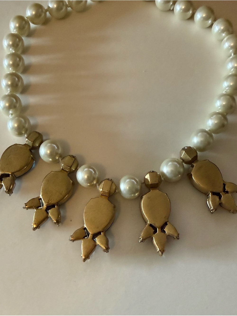 J.Crew Statement Necklace – Faux Pearl & Blue Crystal Bib Necklace - Picture 7 of 7